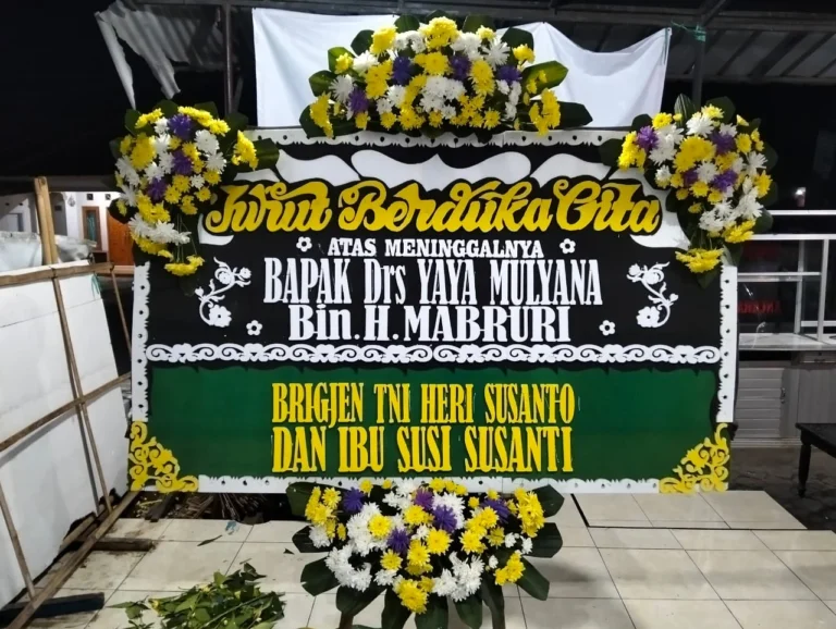 Karangan bunga duka cita 4 titik - Rizqi Florist Kuningan