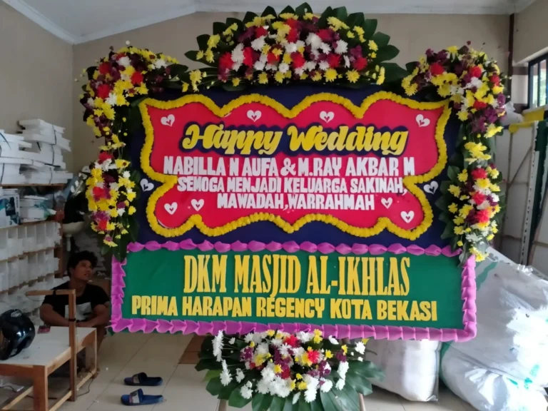 Karangan bunga happy wedding selamat&sukses dan duka cita ukuran 2mx15
