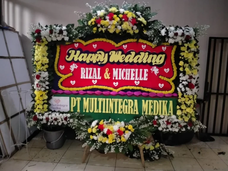 Papan Bunga Happy Wedding 2m15 toko bunga kuningan
