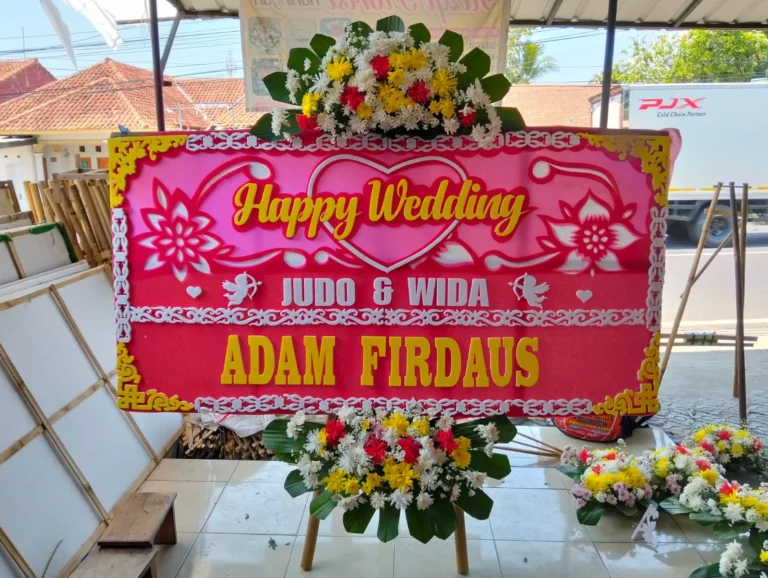 Papan Bunga Happy Wedding2mx1m 2 titik - toko bunga kuningan